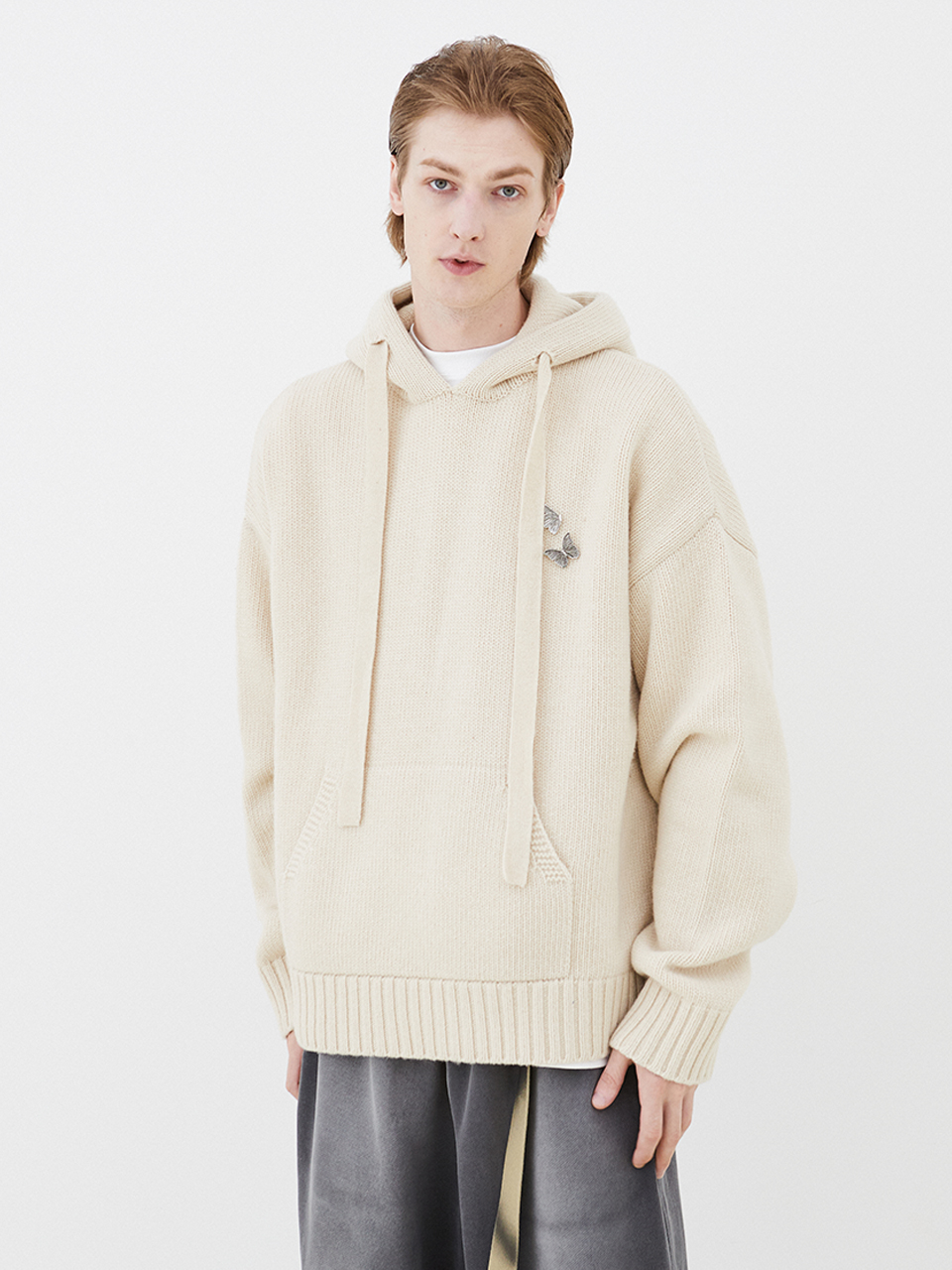 IEY - BUTTERFLY LAMBSWOOL HOODIE KNIT Ivory