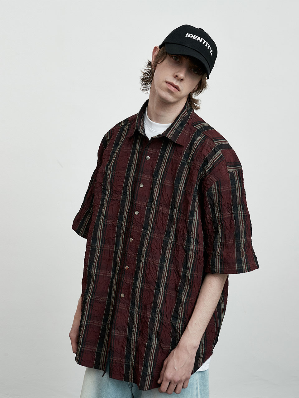 IEY - CREASE CHECK OVER SHIRT Red