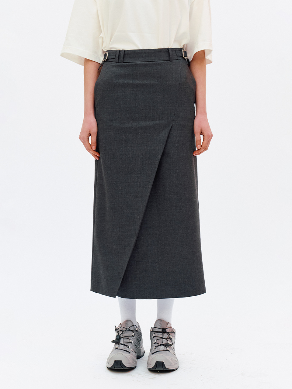 IEY - SLIT COVER SKIRT Charcoal